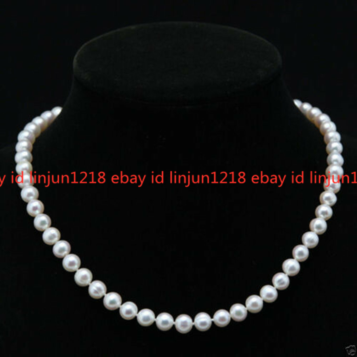 Genuine 7-8mm Natural White Freshwater Pearl Necklace 18″