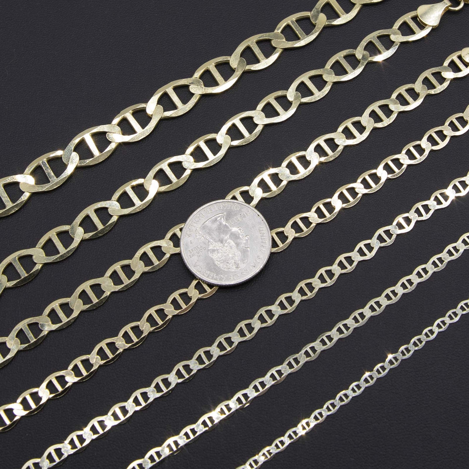 Bracelet Solid Real 10K Yellow Gold Shiny Mariner Link Chain All Sizes