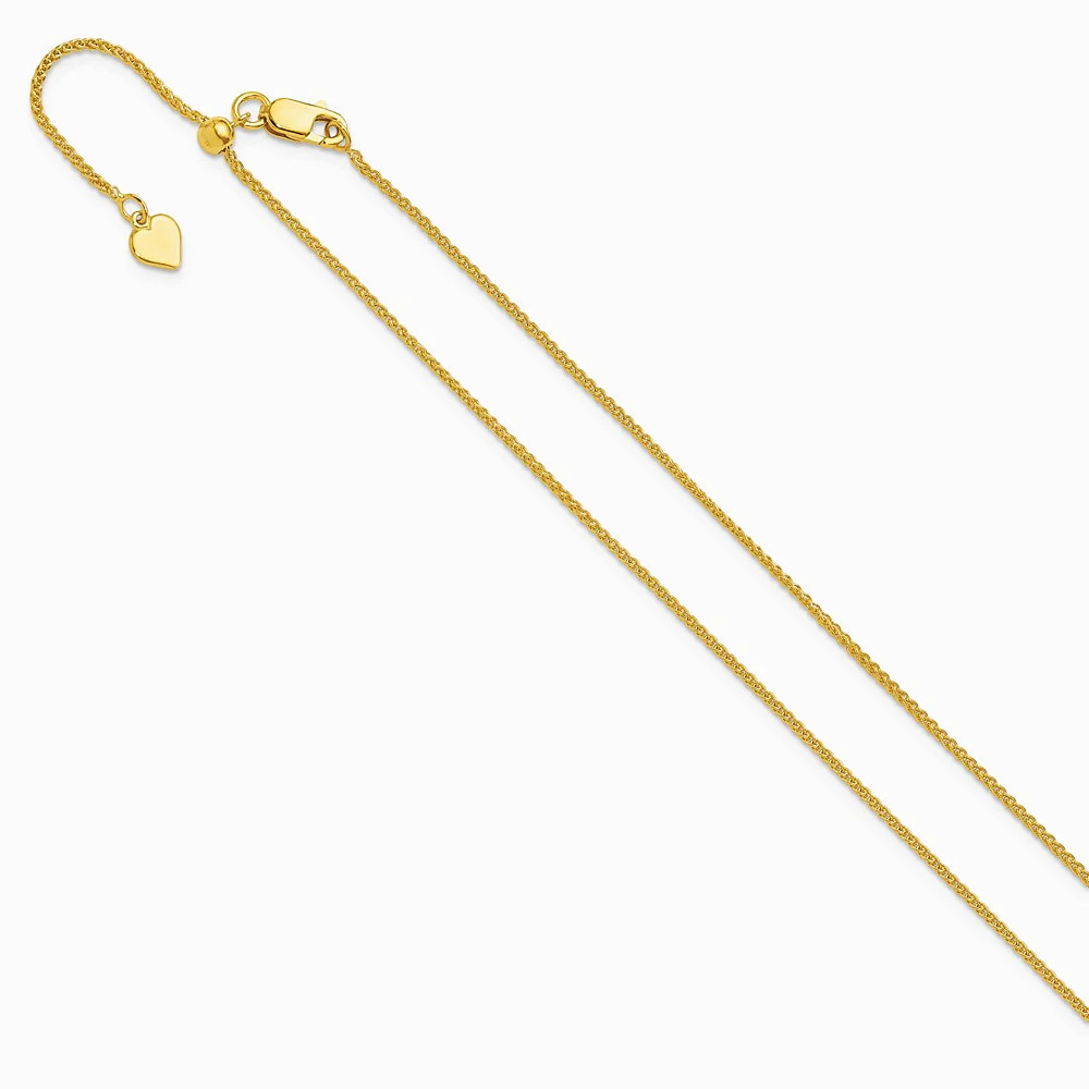 Sterling Silver Adjustable Gold-Plated 1.3mm Spiga Chain Necklace 22″-30″