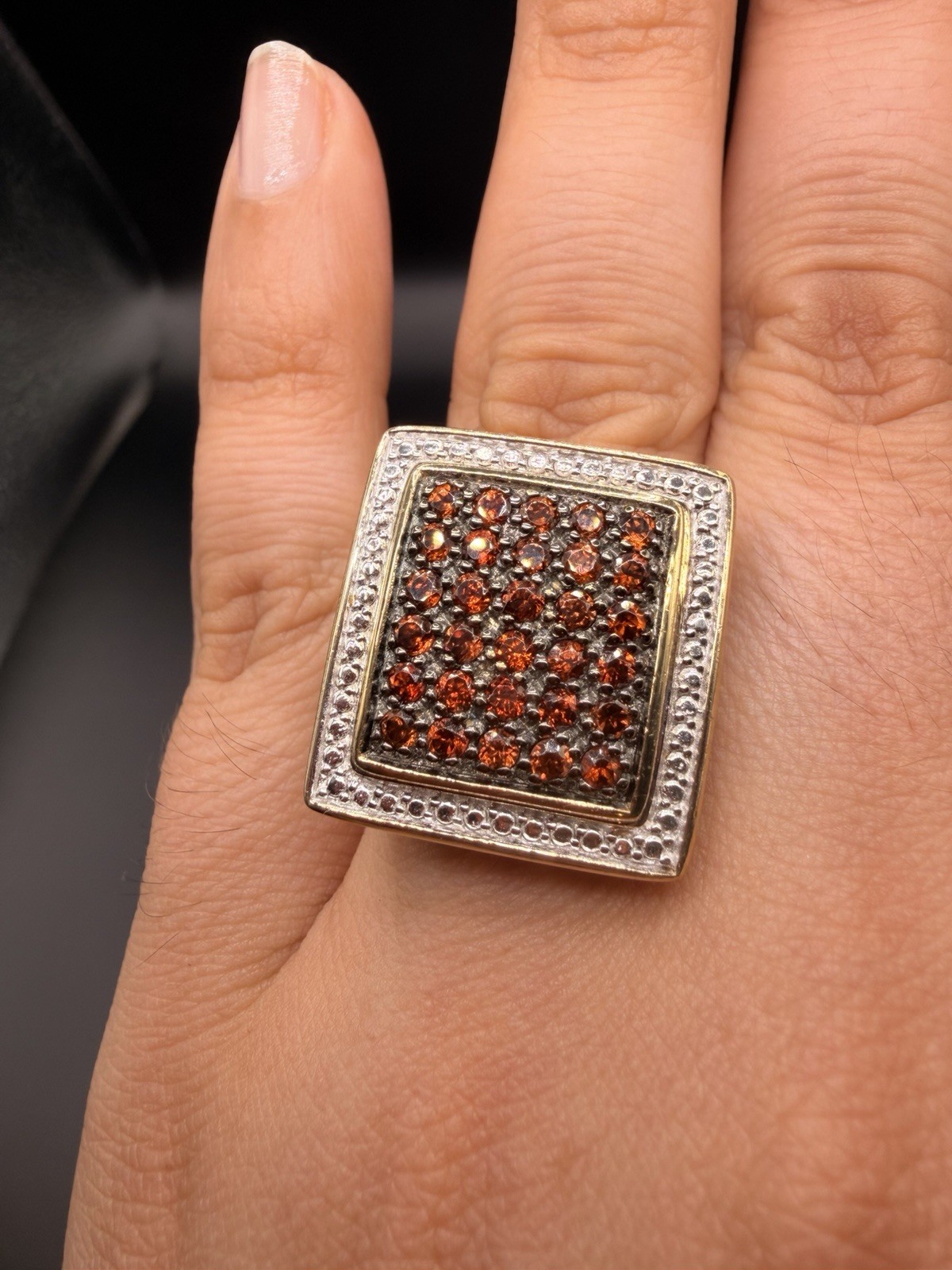 925 Sterling Silver .50 Ctw Orange Diamond Ring Size 9
