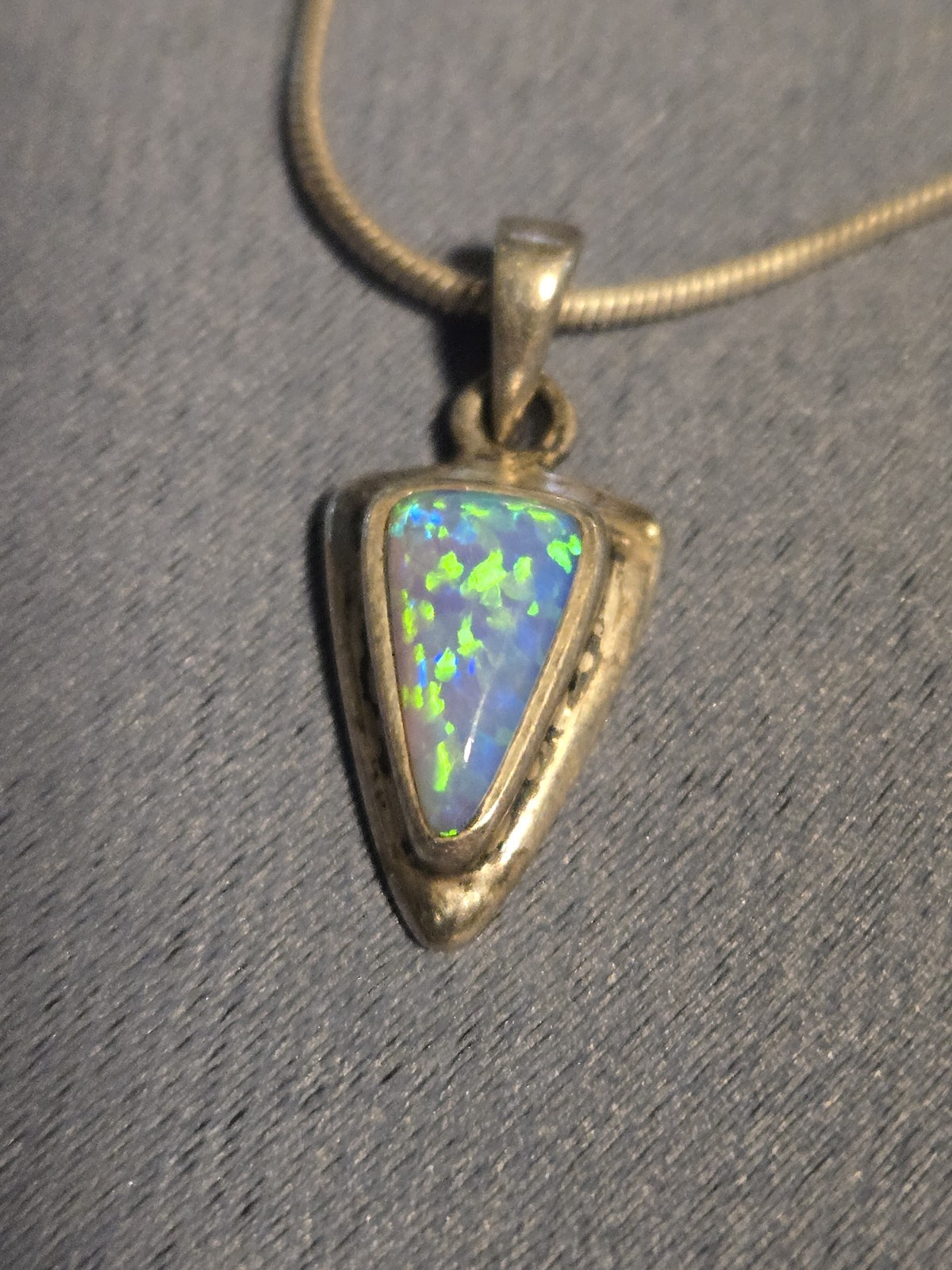 Vintage Designer Indigo Sterling & Jelly Opal Pendant 5/8″ Long 3/8″ Wide