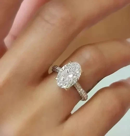 IGI Certified Diamond Ring Lab Grown 2.70 Ct Oval Cut 14k Yellow Gold VVS E F