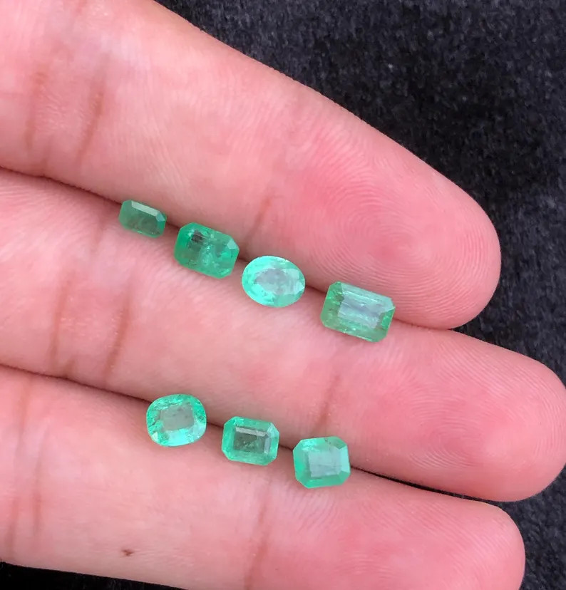 Natural Green Emerald from Zambia Mixed Cut 4.15Cts