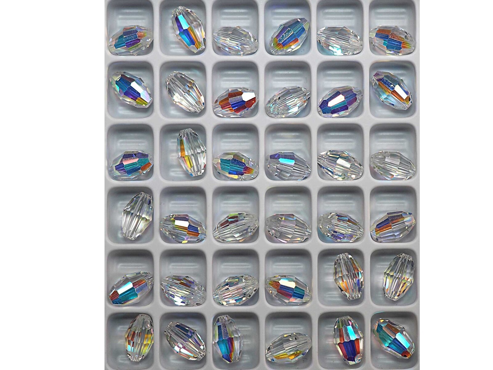 Crystal AB, Preciosa Genuine Czech MC Olive Crystal Beads, barrel shape #5200