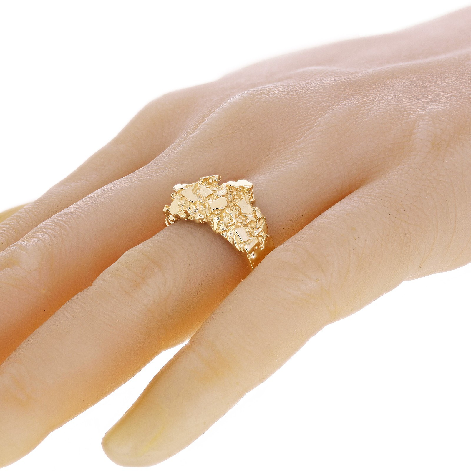 14k Yellow Gold Solid Nugget Ring Size 7 – 12mm 5.3 grams