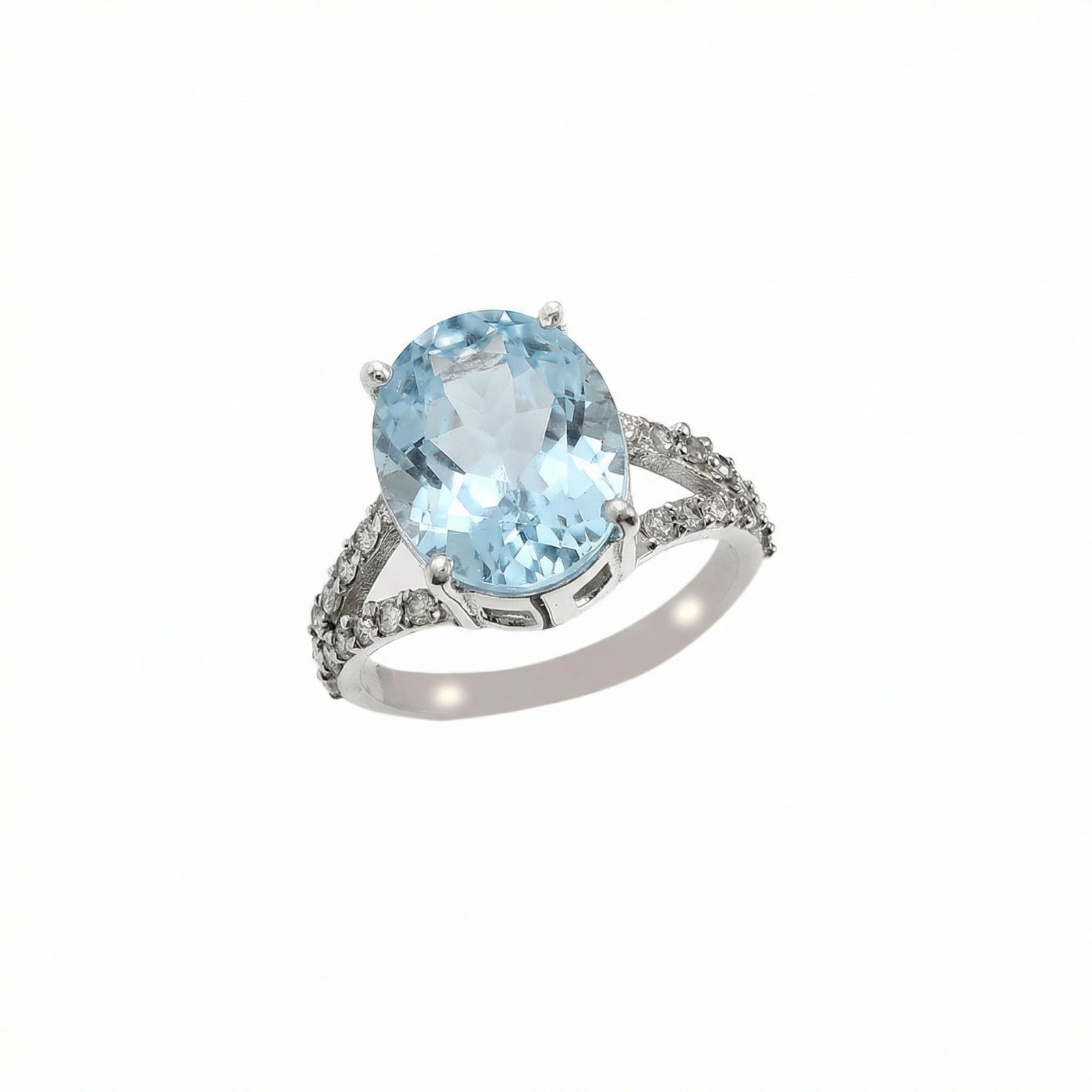 Natural Brazilian Blue Spinel Diamond Halo Statement Ring For Anniversary