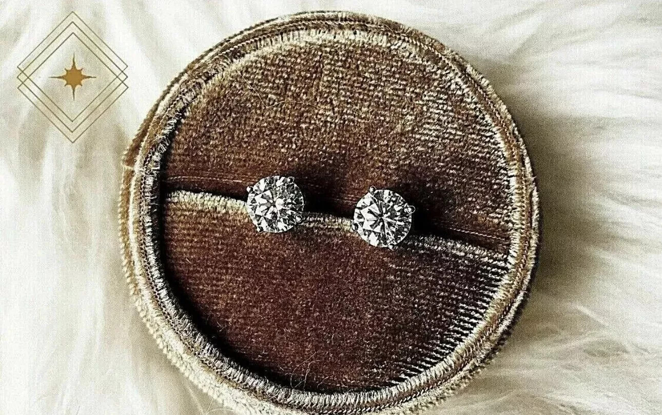 4.00 Ct Round Cut VVS1/D Lab Created Stud Earrings 14k White Gold 8mm Push Back