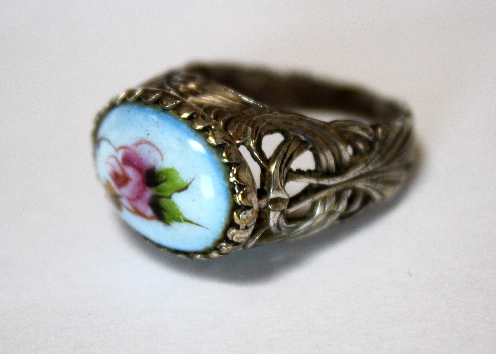 Vintage Russian Hand Painted Enamel Rings 4 Variation Finift Technique #77,83,95