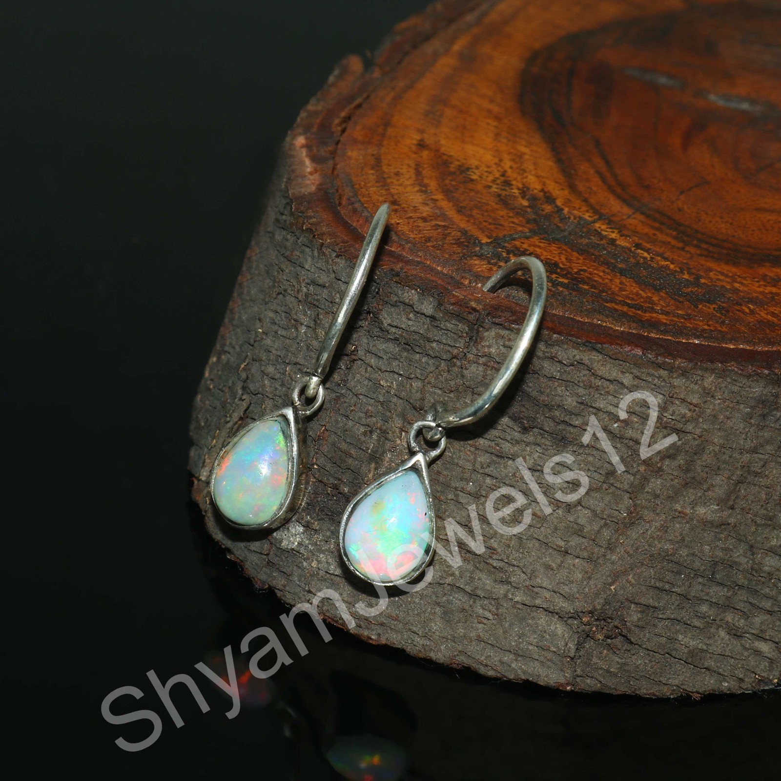 Genuine Teardrop Ethiopian Fire Opal Dangle Small Earring Handmade Jewelry