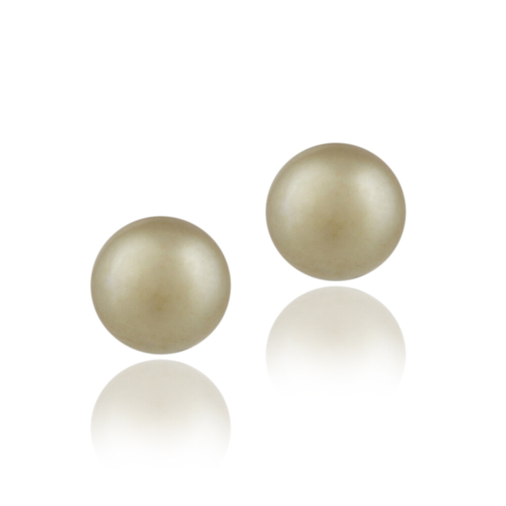 925 Silver Freshwater Cultured 6-6.5mm Golden Green Pearl Stud Earrings