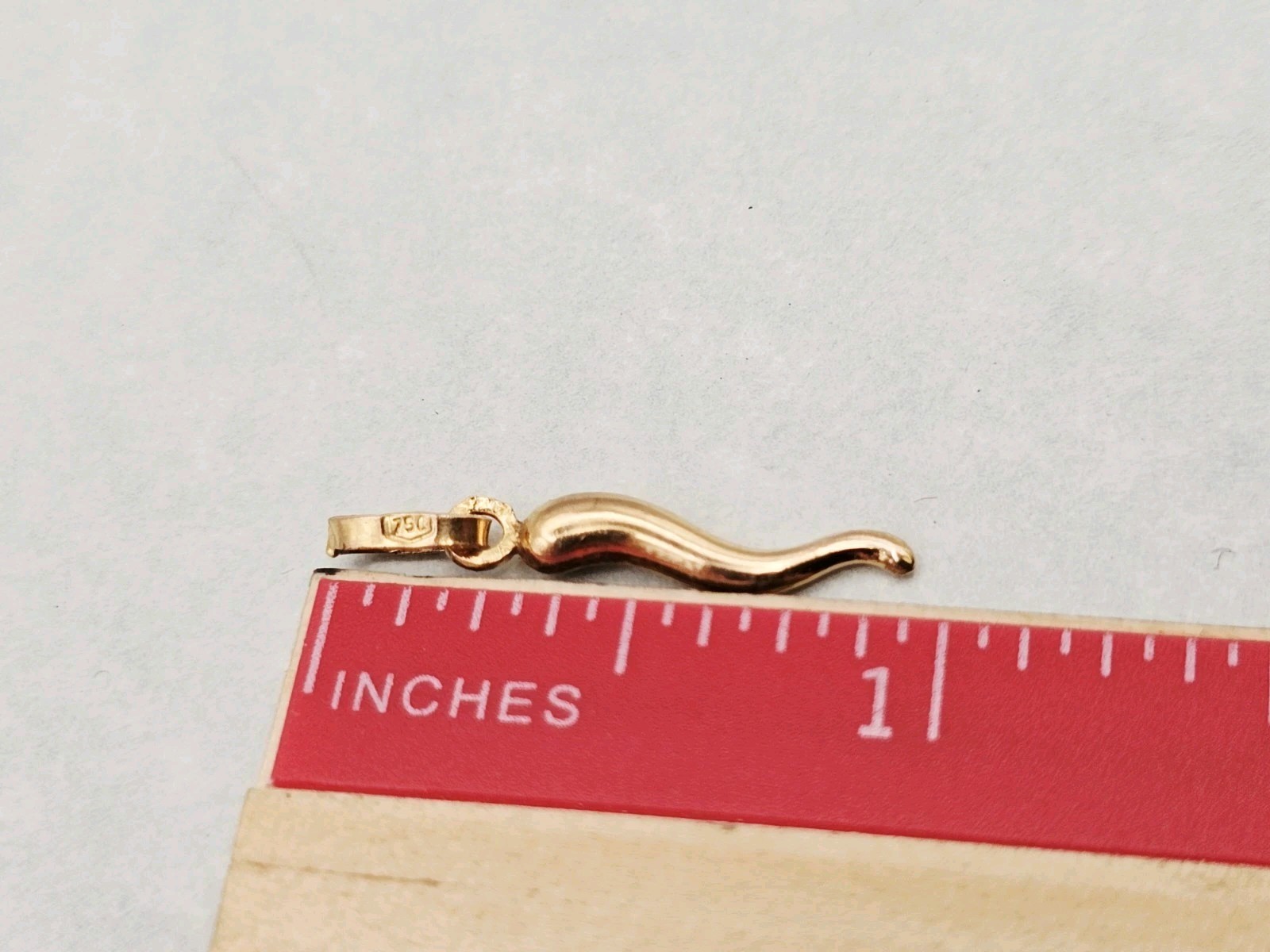 Solid 18k Gold Corno Italian Horn 1 ” Cornicello Charm Pendant Italian 750 ✨️