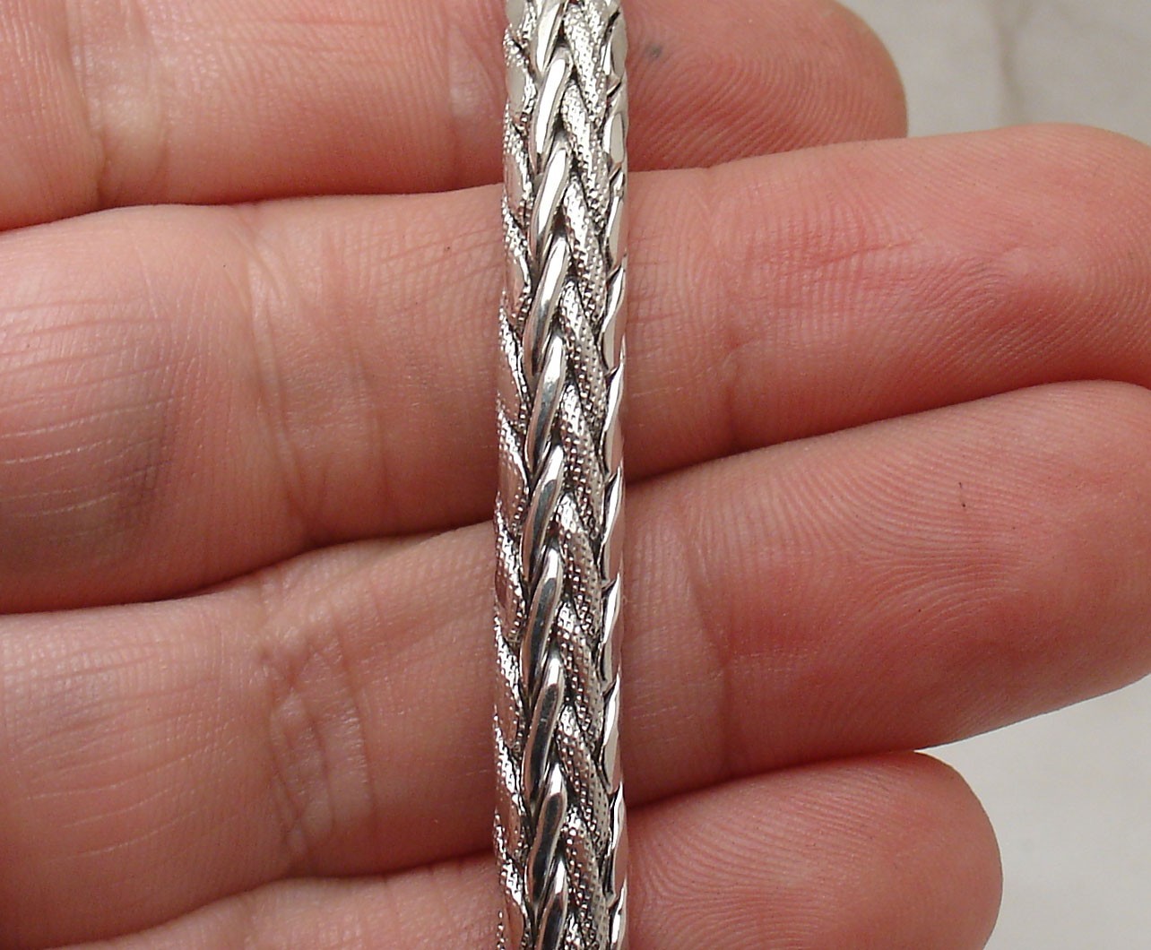 8″ Textured Wheat Spiga Link Chain Bracelet Anti-Tarnish Real Sterling Silver