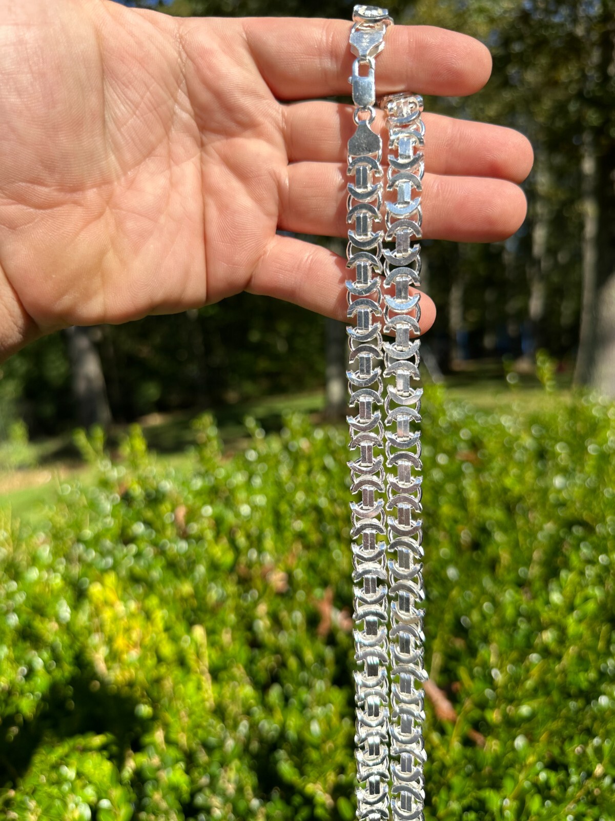 Real Solid 925 Sterling Silver Flat Byzantine Chain Mens Necklace Or Bracelet