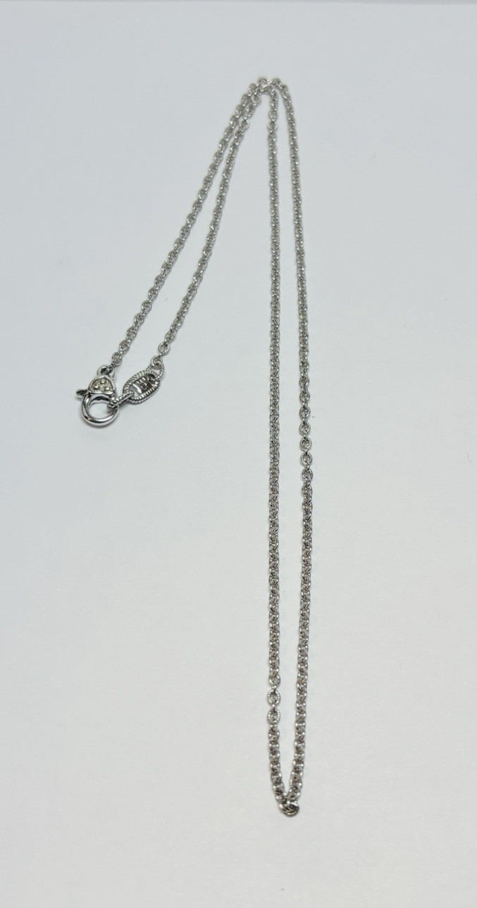 Judith Ripka Sterling 925 Silver Rolo Link Chain Necklace 17in -.14