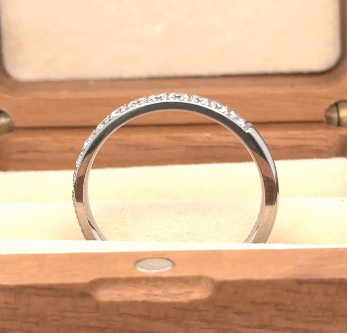 White CZ Inlay Stylish Ring Thin White Titanium Promise Band Valentine Day ring