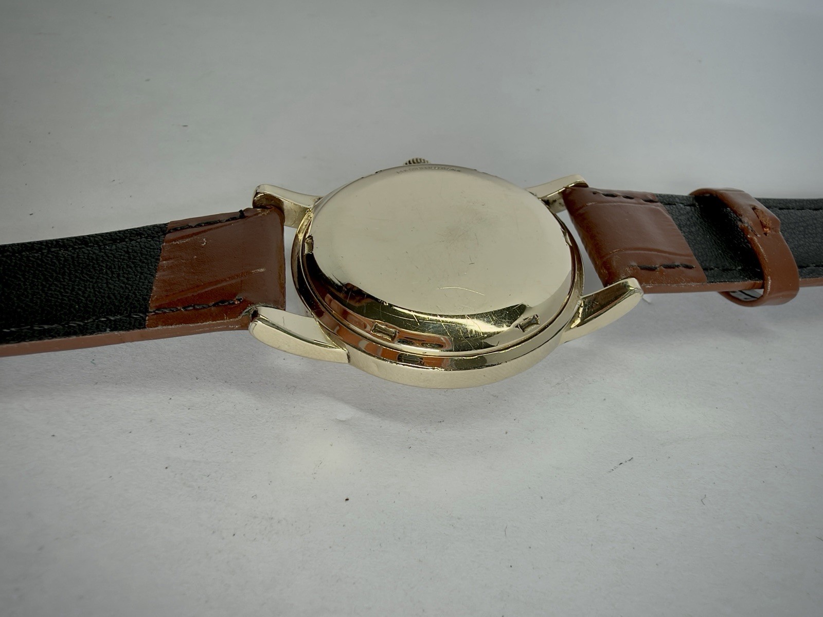 OMEGA Bumper Automatic 17J 14k Gold Filled Leather Strap