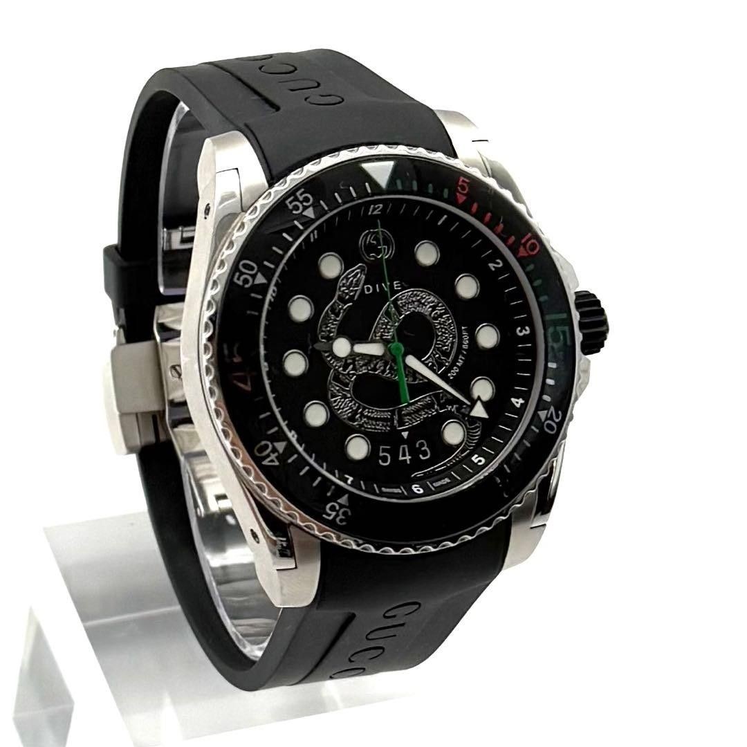 [B1P] GUCCI Dive Quartz Watch Black Dial Stainless Steel [z5m]