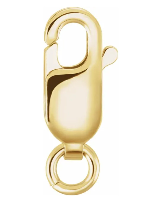 12mm 14k Solid Yellow Gold Lobster Chain Necklace Bracelet Clasp with jump ring