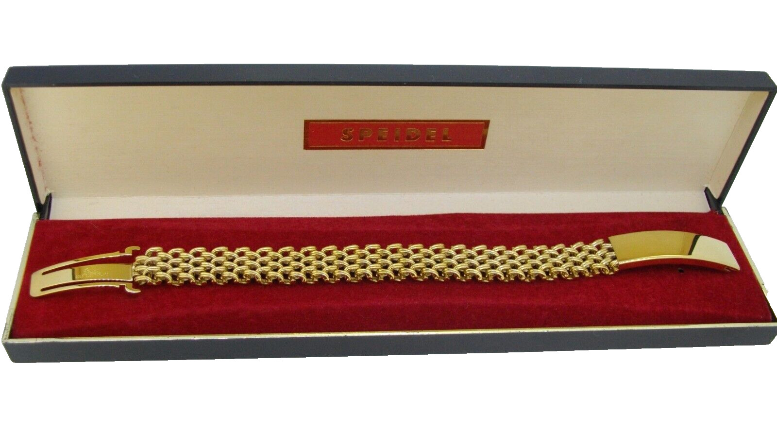 Bracelet Speidel ID Identification Gold Electroplate Woven Links 7.5 in Vintage
