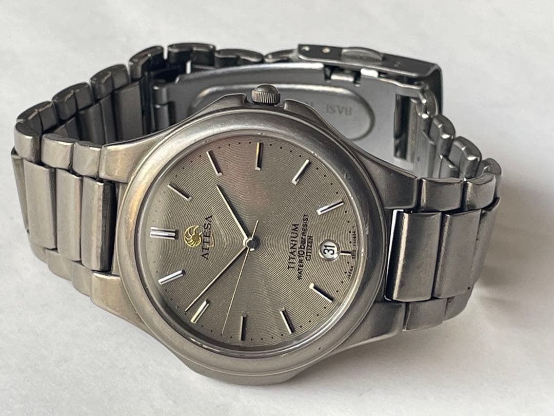 Citizen ATESSA TITANIUM Solar Quartz Watch Analog 34mm wrist 16cm/6.3in