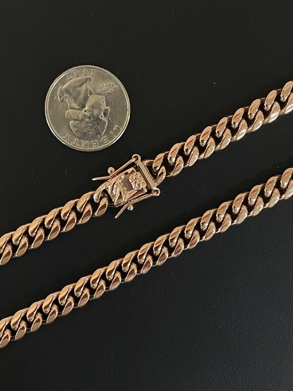 8mm Mens Miami Cuban Link Necklace 14k Rose Gold Plated Stainless Real Chain