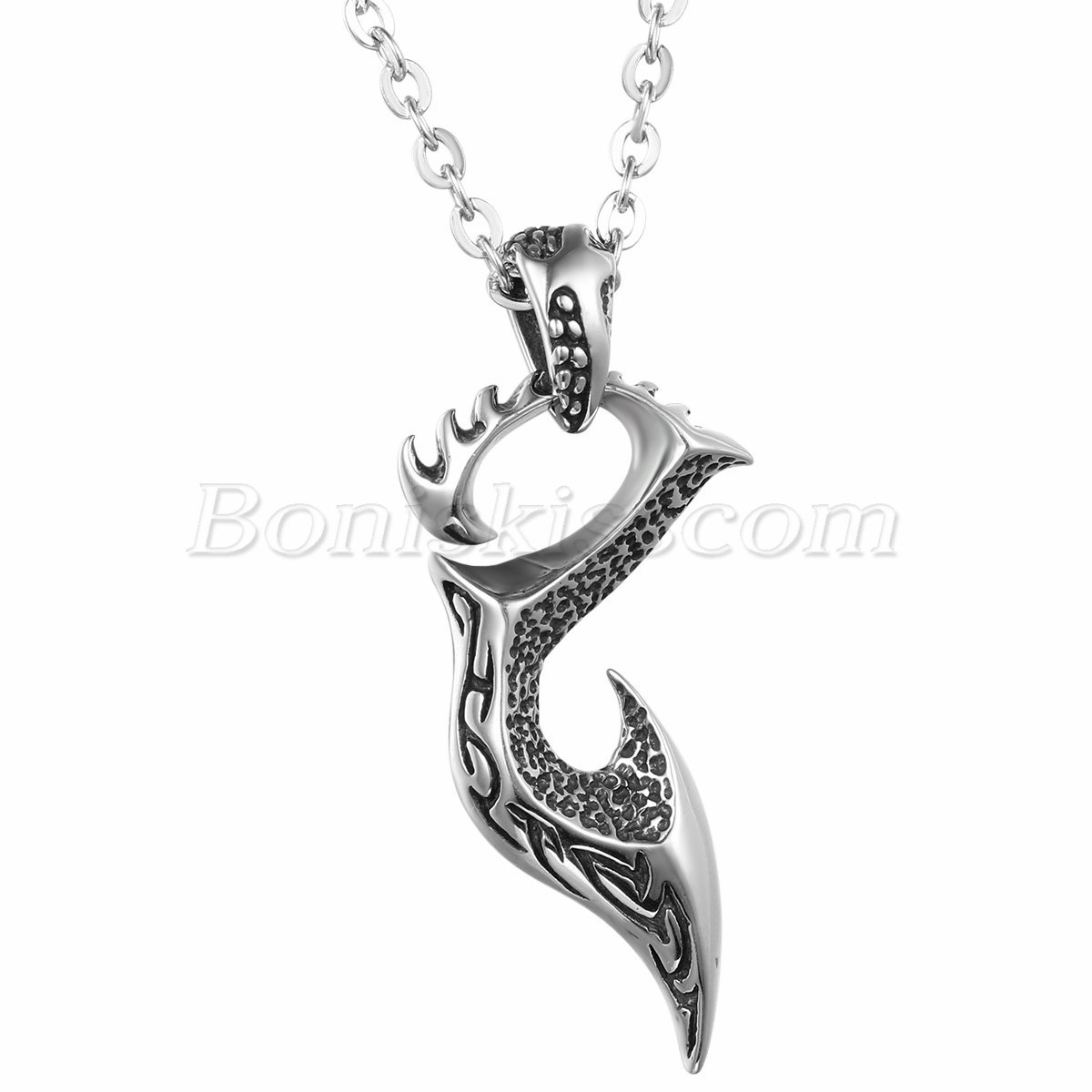 Men’s Vintage Personality Stainless Steel Phoenix Pendant Charm Chain Necklace