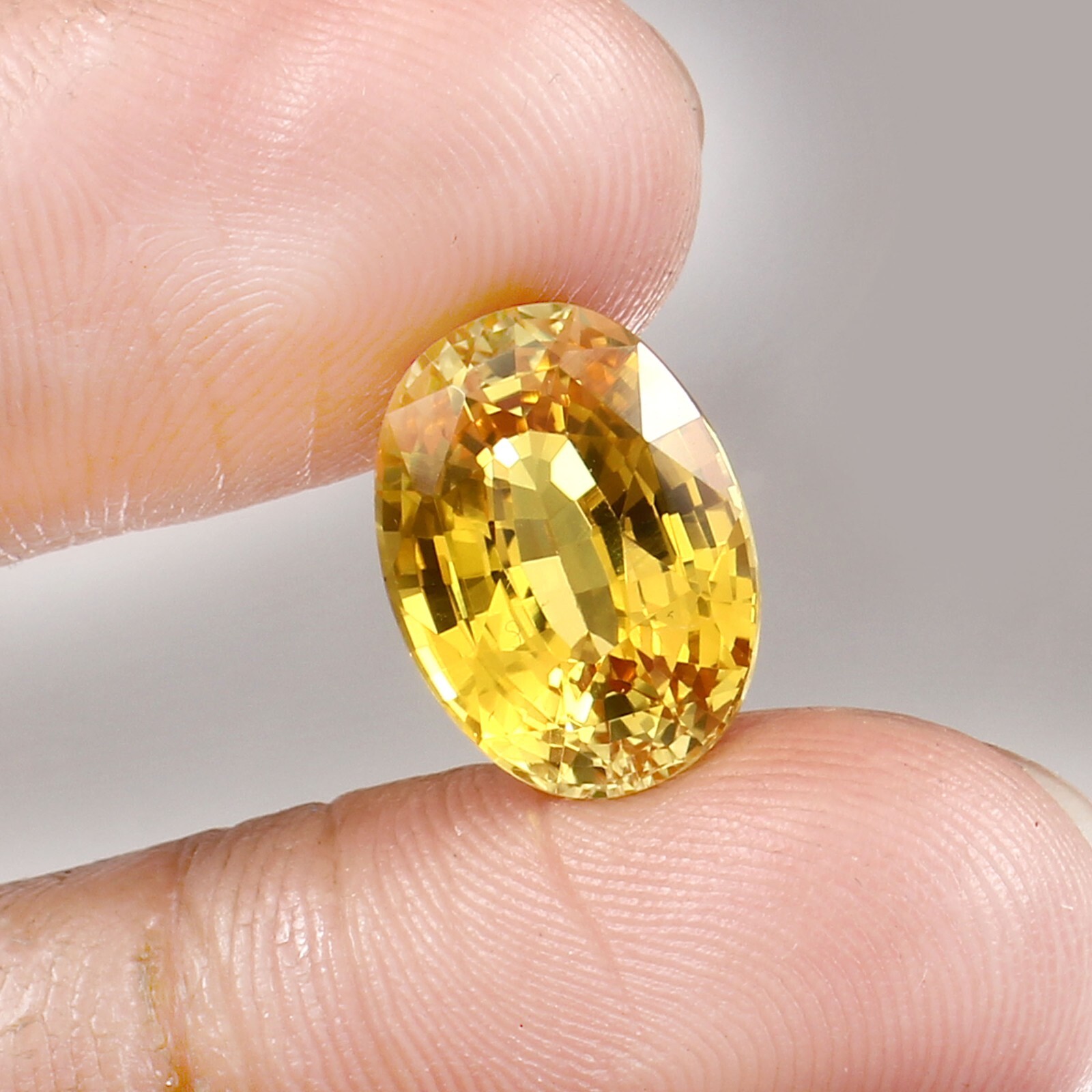 AAA Natural Flawless Ceylon Yellow Sapphire Loose Oval Gemstone Cut 12×10 MM
