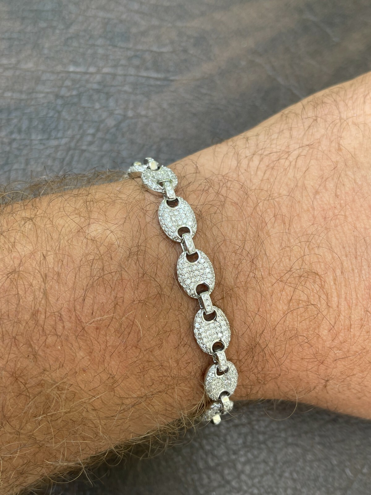 Iced Gucci Link Bracelet Solid 925 Silver Out Moissanite Passes Tester