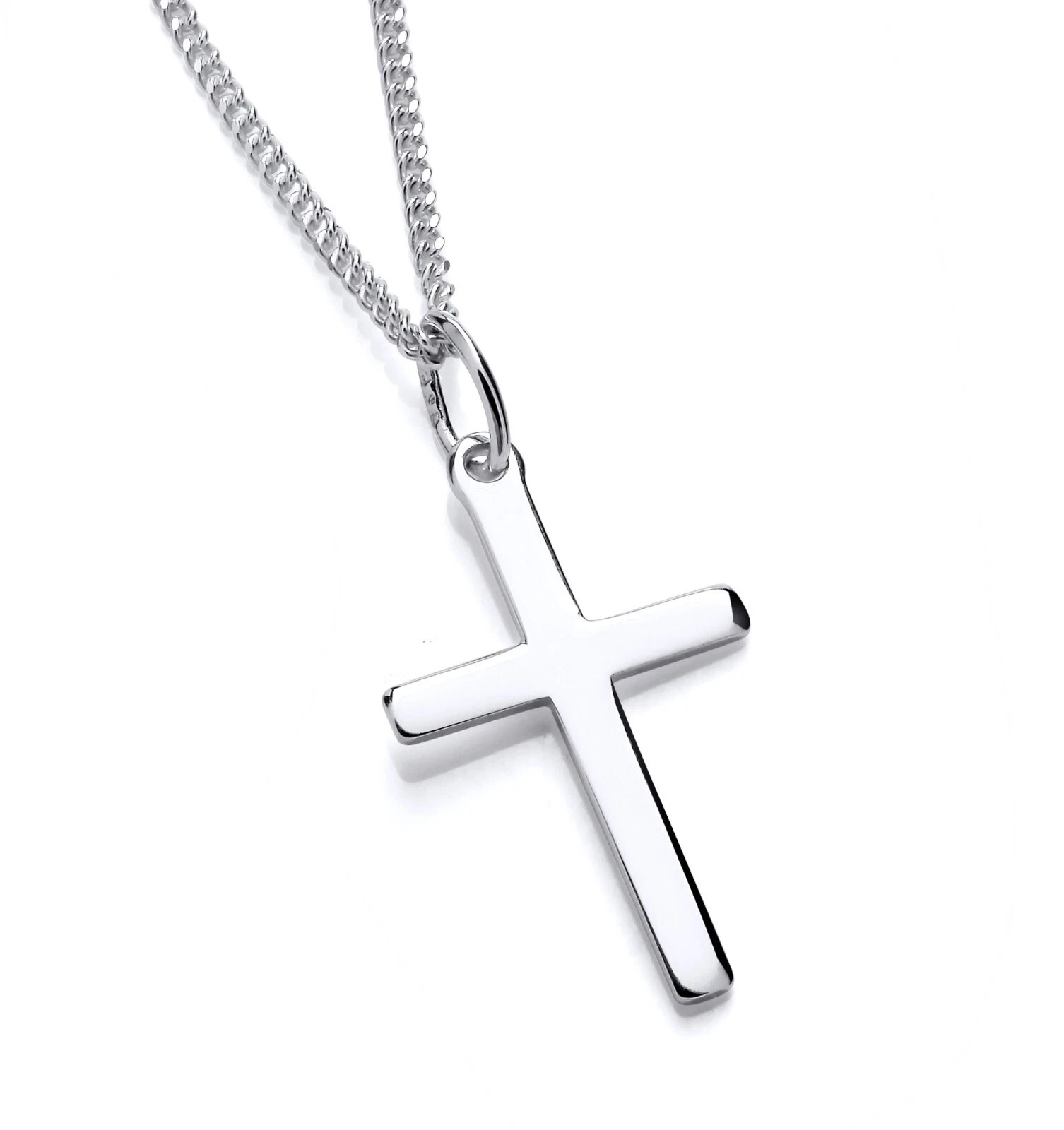 925 Sterling Silver Plain Cross Pendant Necklace Chain