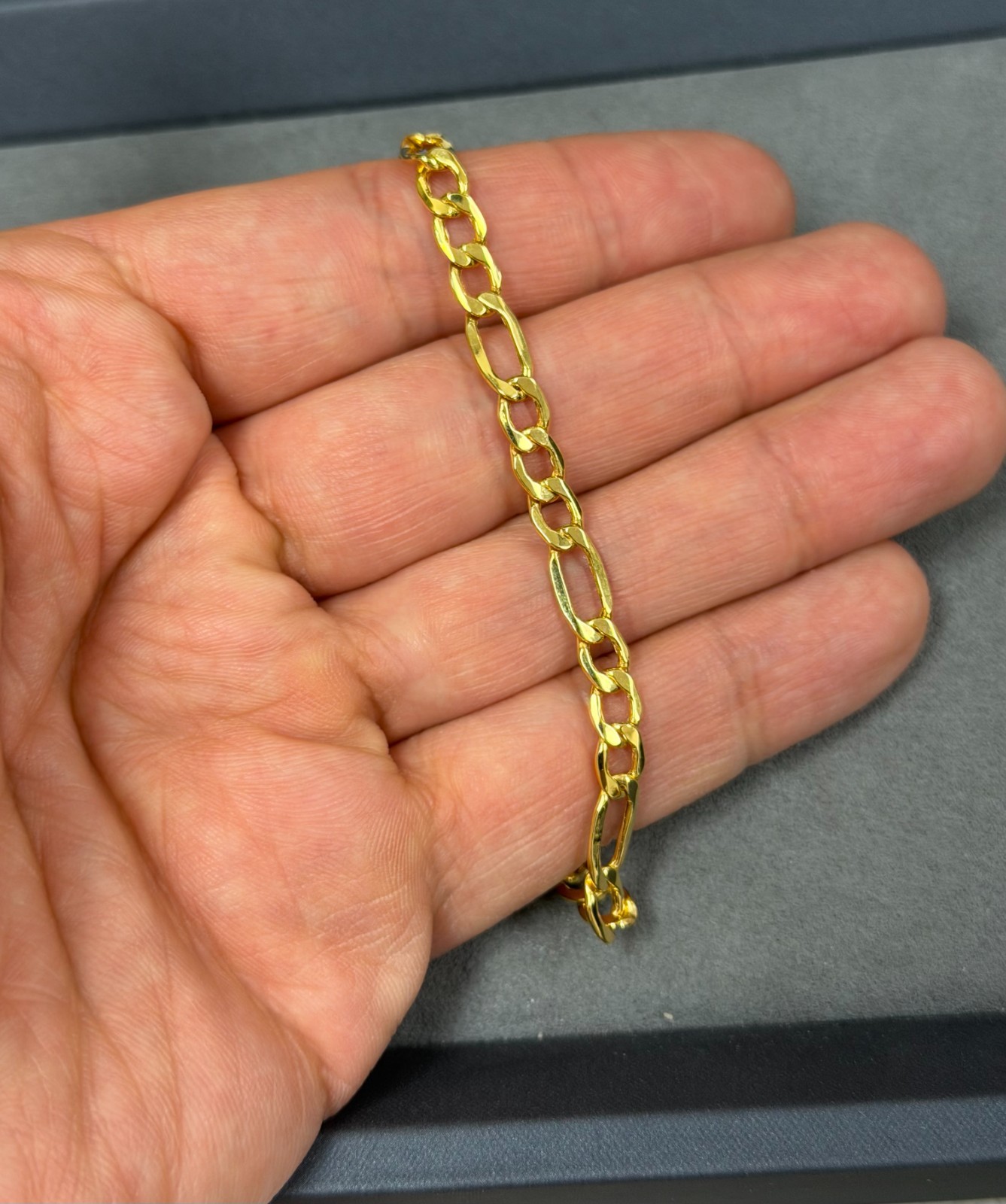 Solid 14k Yellow Gold 5mm Figaro Bracelet 7.5″ Inch Lobster Lock