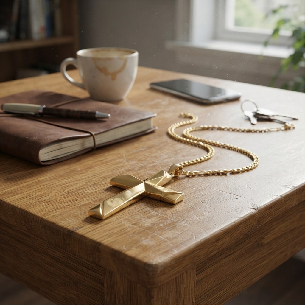 Luxurious 14K Gold Cross Pendant – Hand-Polished 3D Design for DIY Necklaces