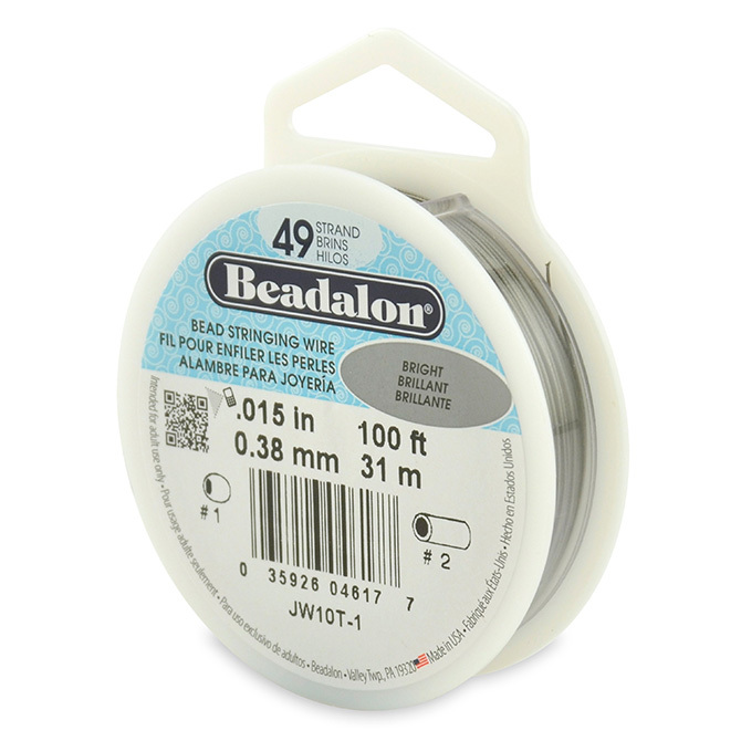 Beadalon Bead Stringing Wire 49 Strand 30/100 FT. BRIGHT Various Sizes + Colors