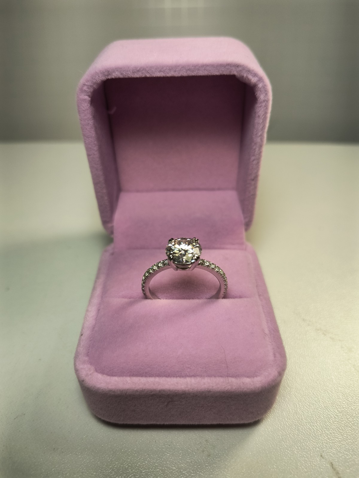 Cubic Zirconia Solitaire w/ C Accents 925 Silver Engagement Ring Size 8.75 3.0g