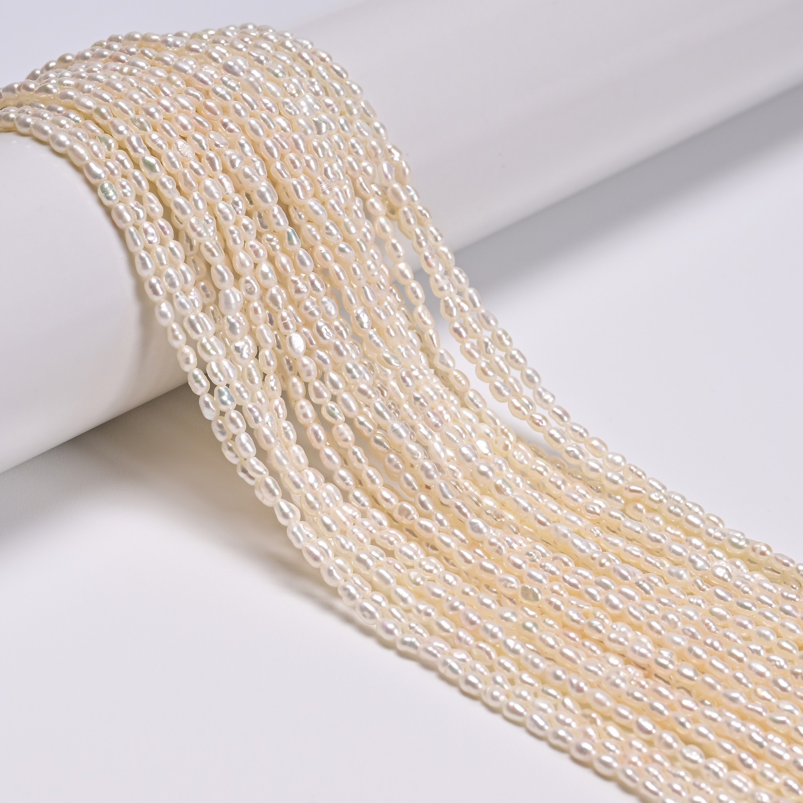 Natural White Fresh Water Pearl Rice Shape Beads Size 2-2.5×3-3.5mm 14.5”Strand