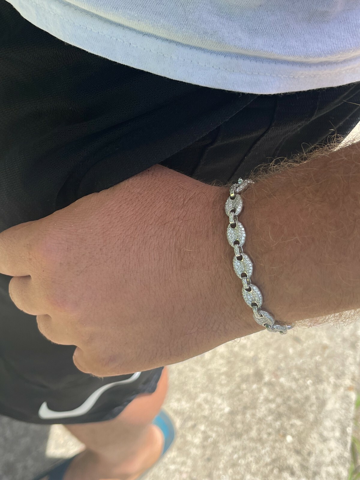 Iced Gucci Link Bracelet Solid 925 Silver Out Moissanite Passes Tester