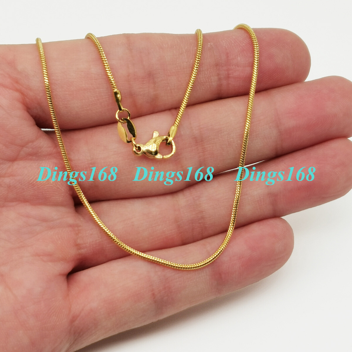 GENUINE 18K Yellow Gold Filled Hypo-allergenic 1.2mm Snake Chain Necklace 16~38″