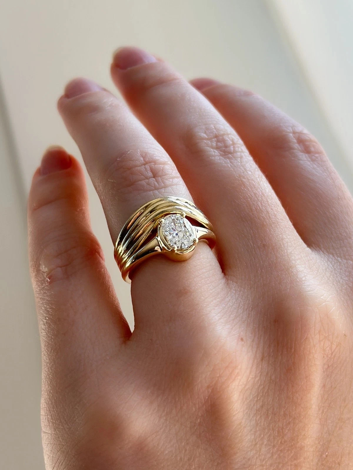 2 Ct Oval Cut Moissanite Solitaire Bezel Engagement Ring 14k Yellow Gold Plated