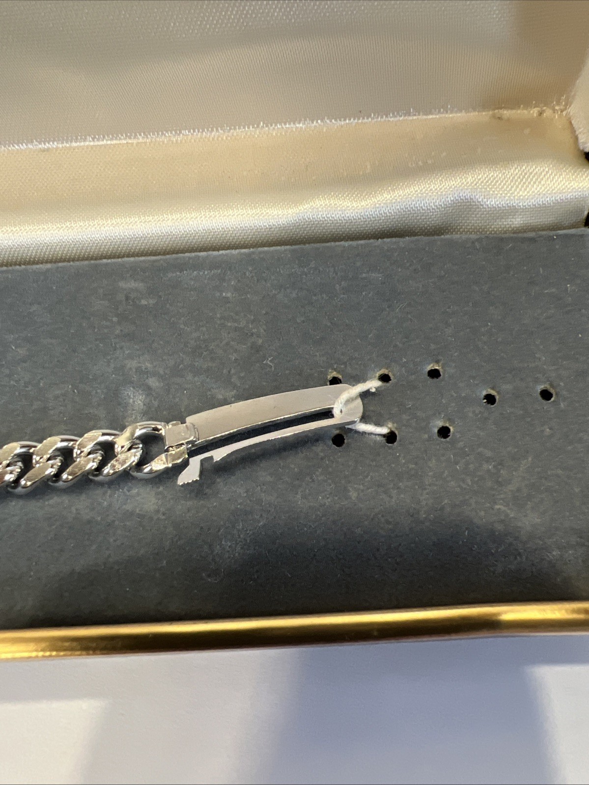 Vintage Speidel Link ID Bracelet Rhodium Finish USA Engravable New In Box