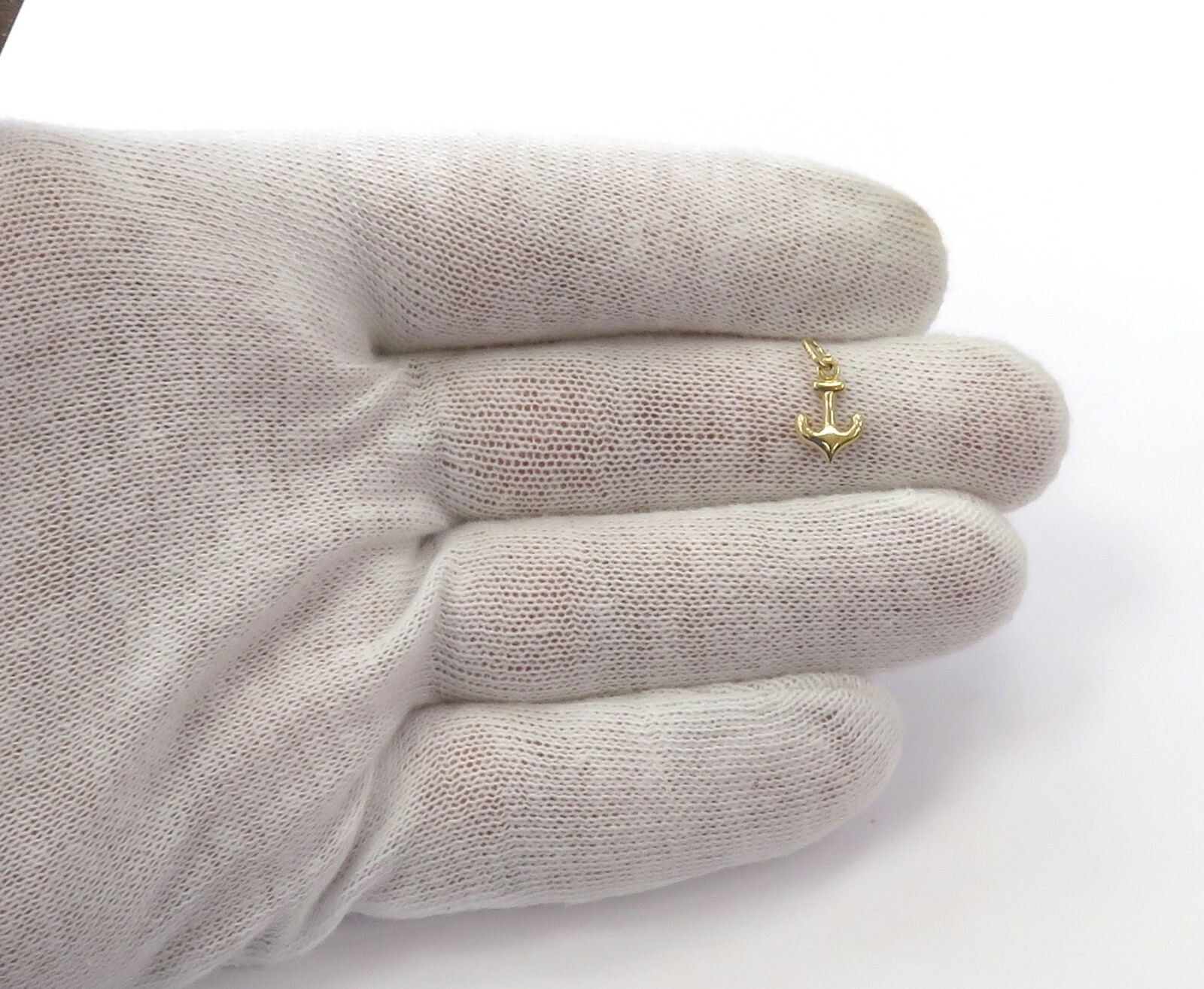 14K Yellow Gold Tiny Small Anchor Charm Necklace Pendant