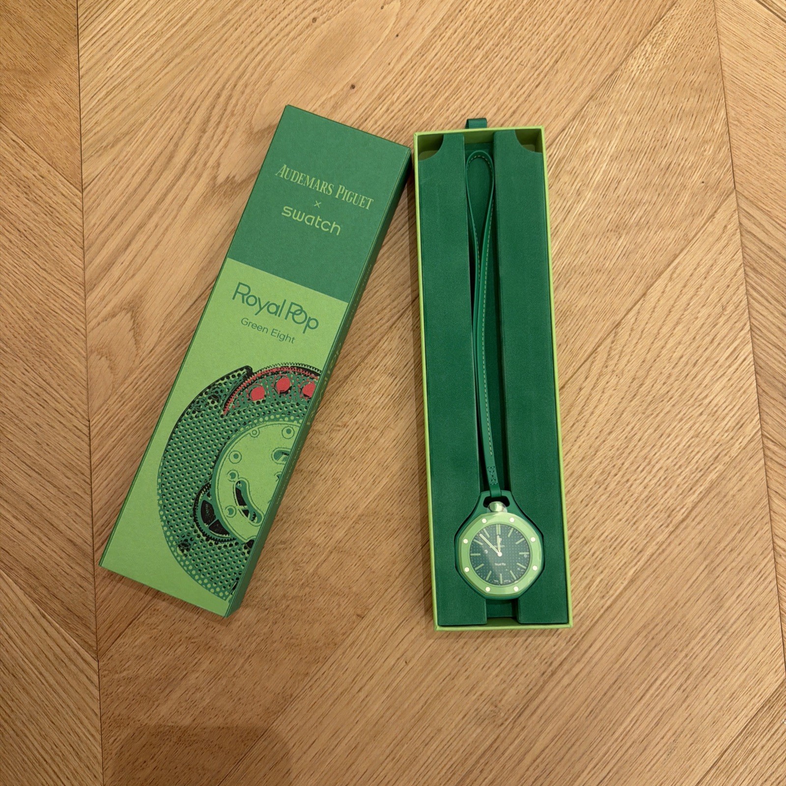 Audemars Piguet x Swatch Bioceramic Royal Pop Green Eight SSX03G100 Brand New