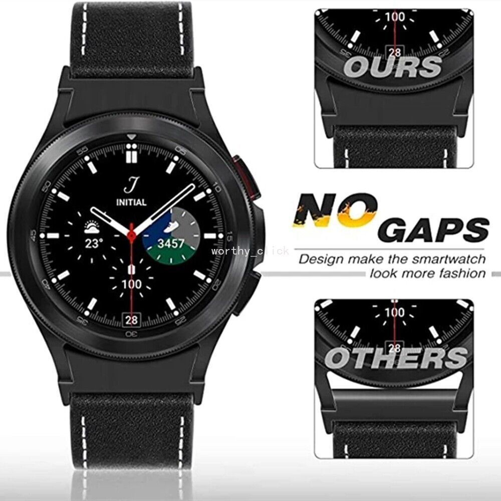 No Gaps Leather Wristband For Samsung Galaxy Watch Gen 4 5 6 7 40 44m Classic 47