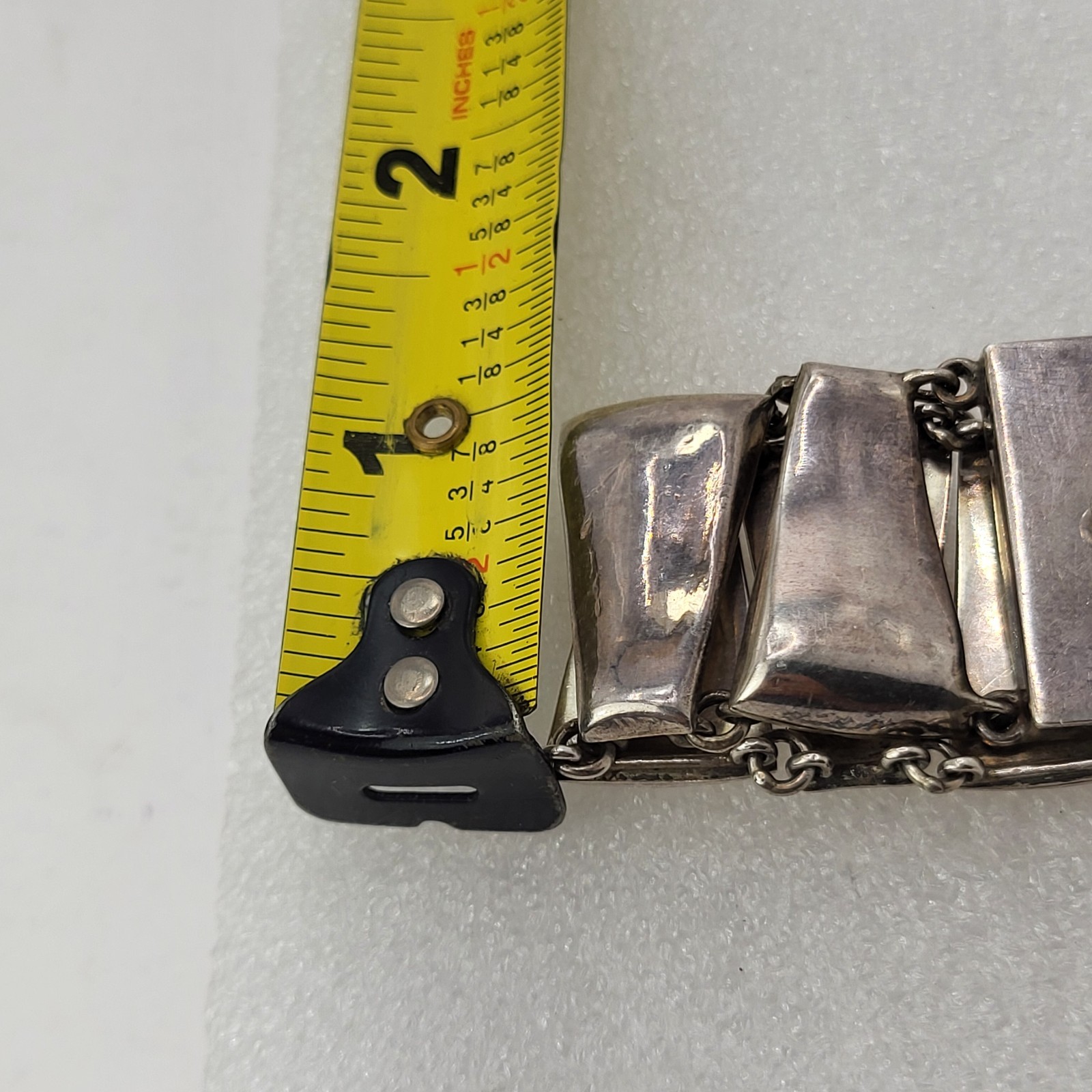 Taxco Mexico Thumbprint Bracelet Sterling Silver 925 SZ 6.5 Signed Stamped