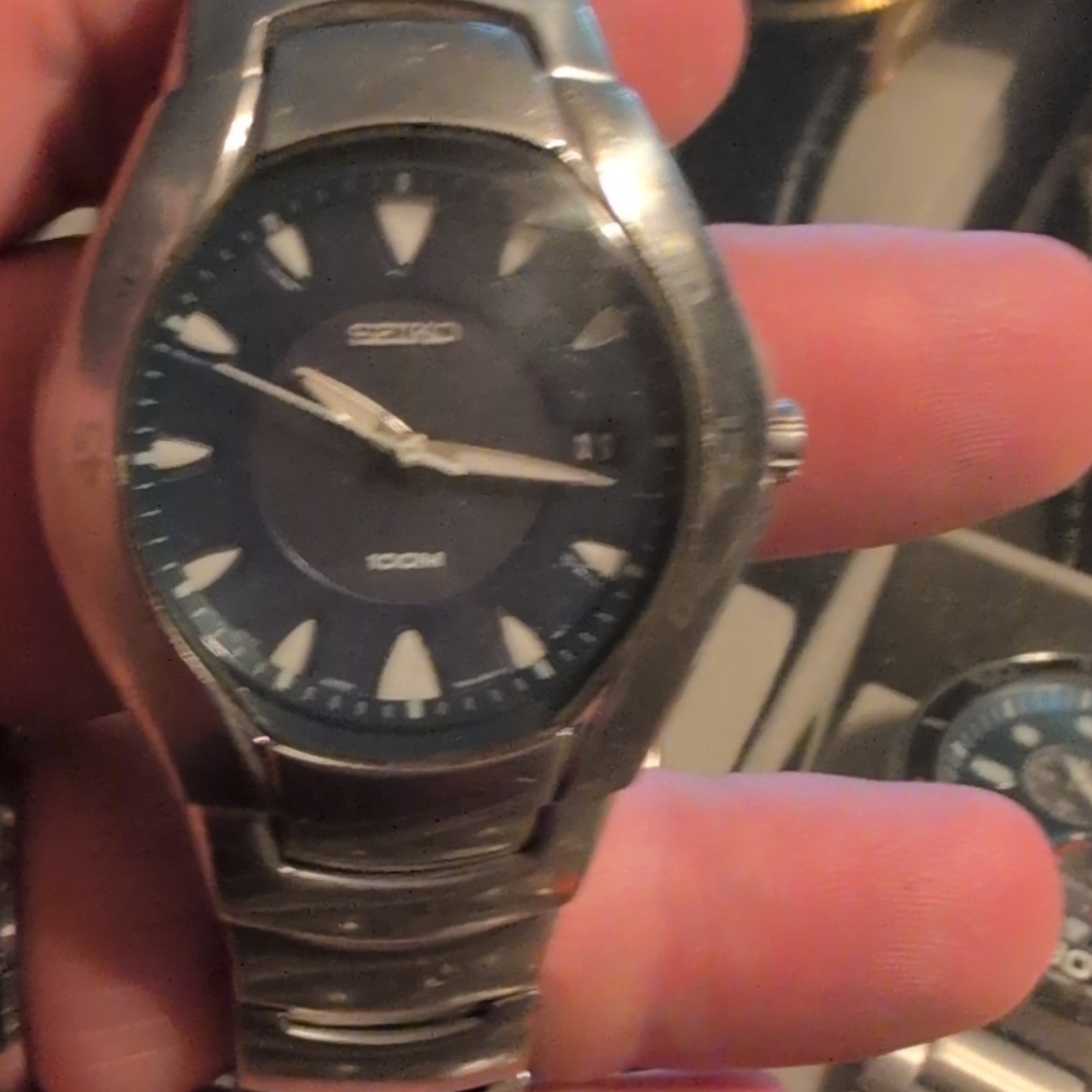 Seiko Men’s Analog Wristwatch Blue Dial Date 100m Stainless Steel Bracelet