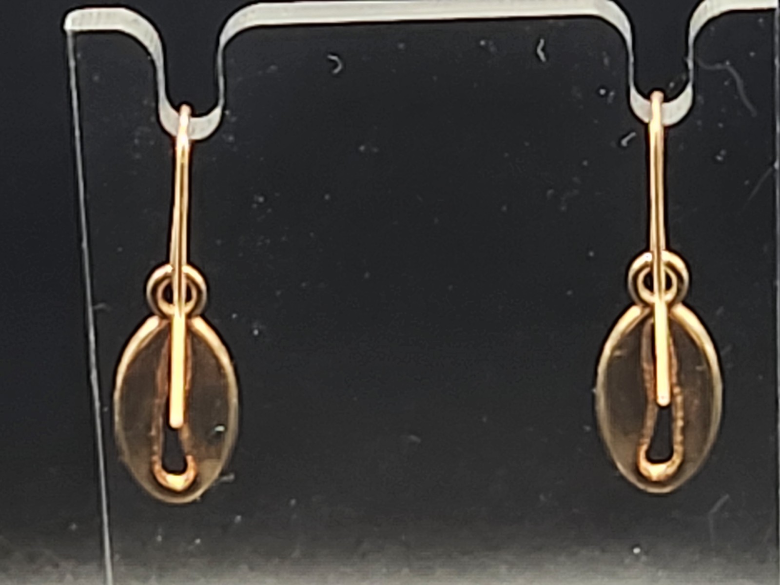 Gold Tone Cowrie Shell Dangle Earrings Boho Beach Coastal Minimalist 1.8g
