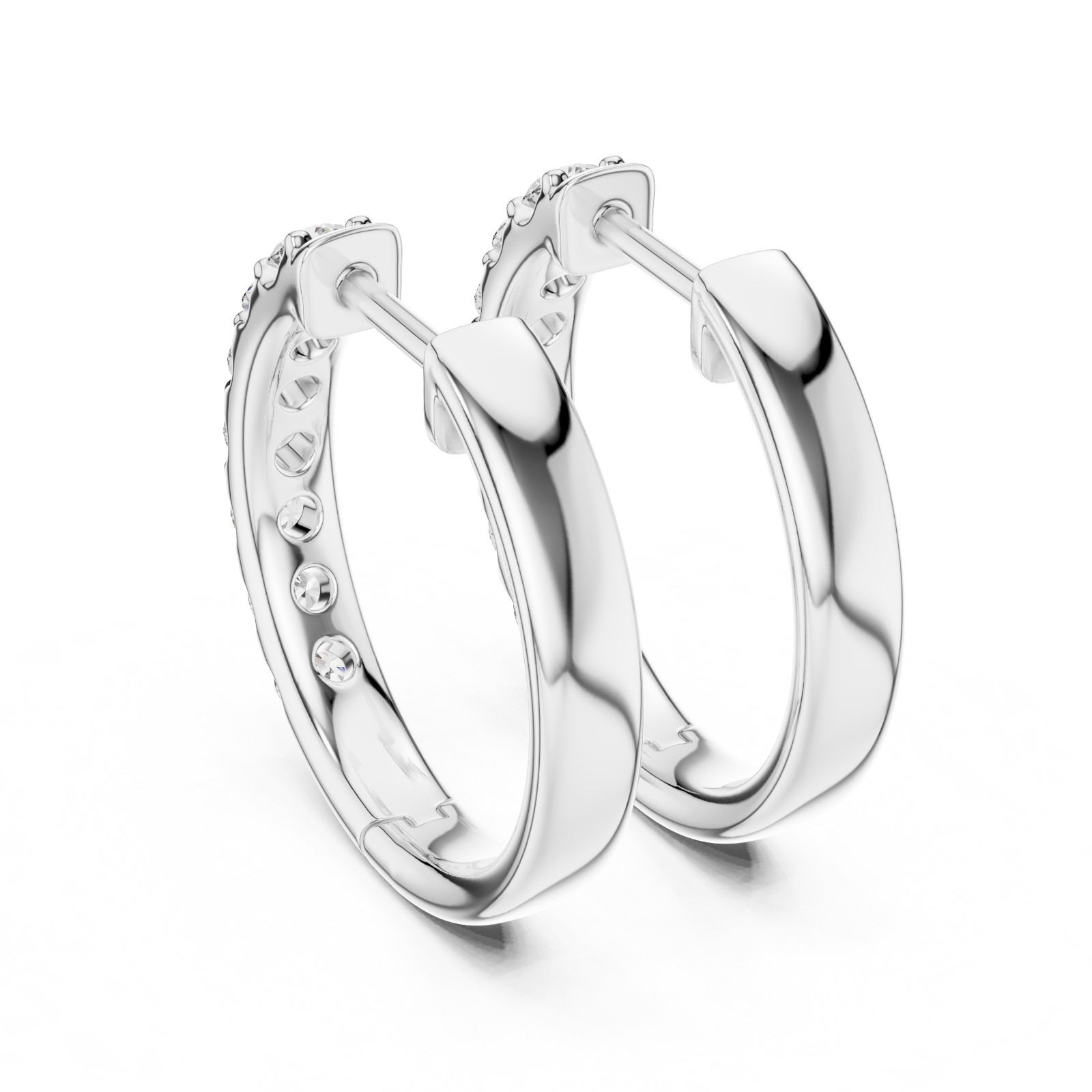 Lab Created Genuine Diamond Hoop Earrings in 925 Solid Sliver