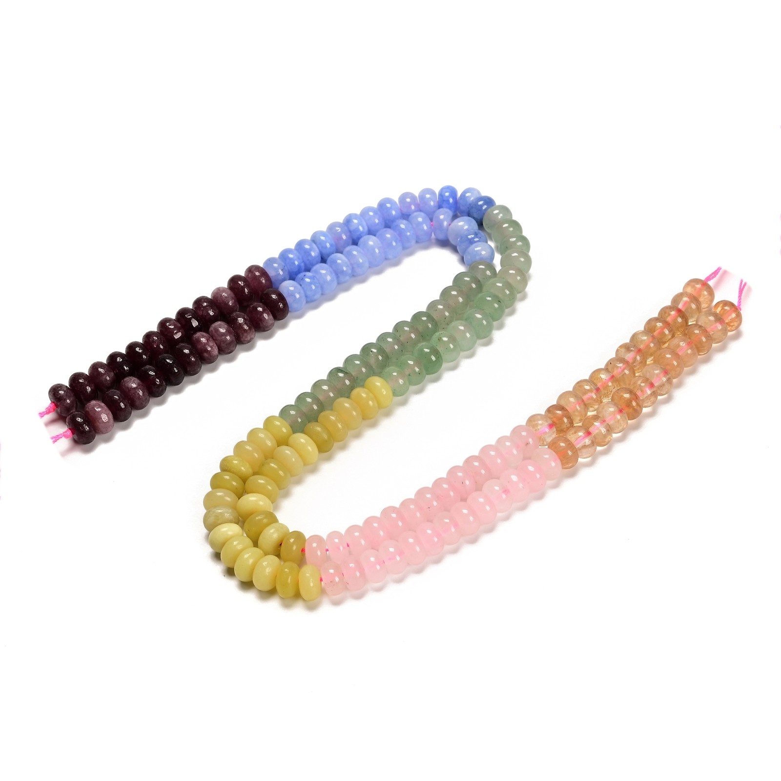 08-Multi-color Gemstone Smooth Rondelle Beads Size 5x8mm 15.5” Strand