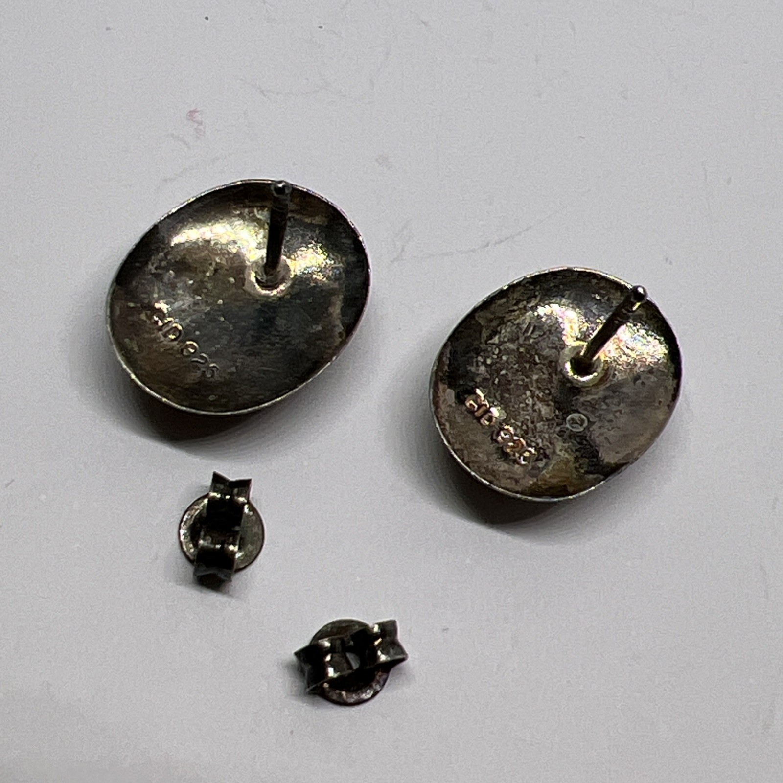 Signed CID 925 Silver Pink Gemstone Earring, Designer Handmade, Size 12 X 15 mm