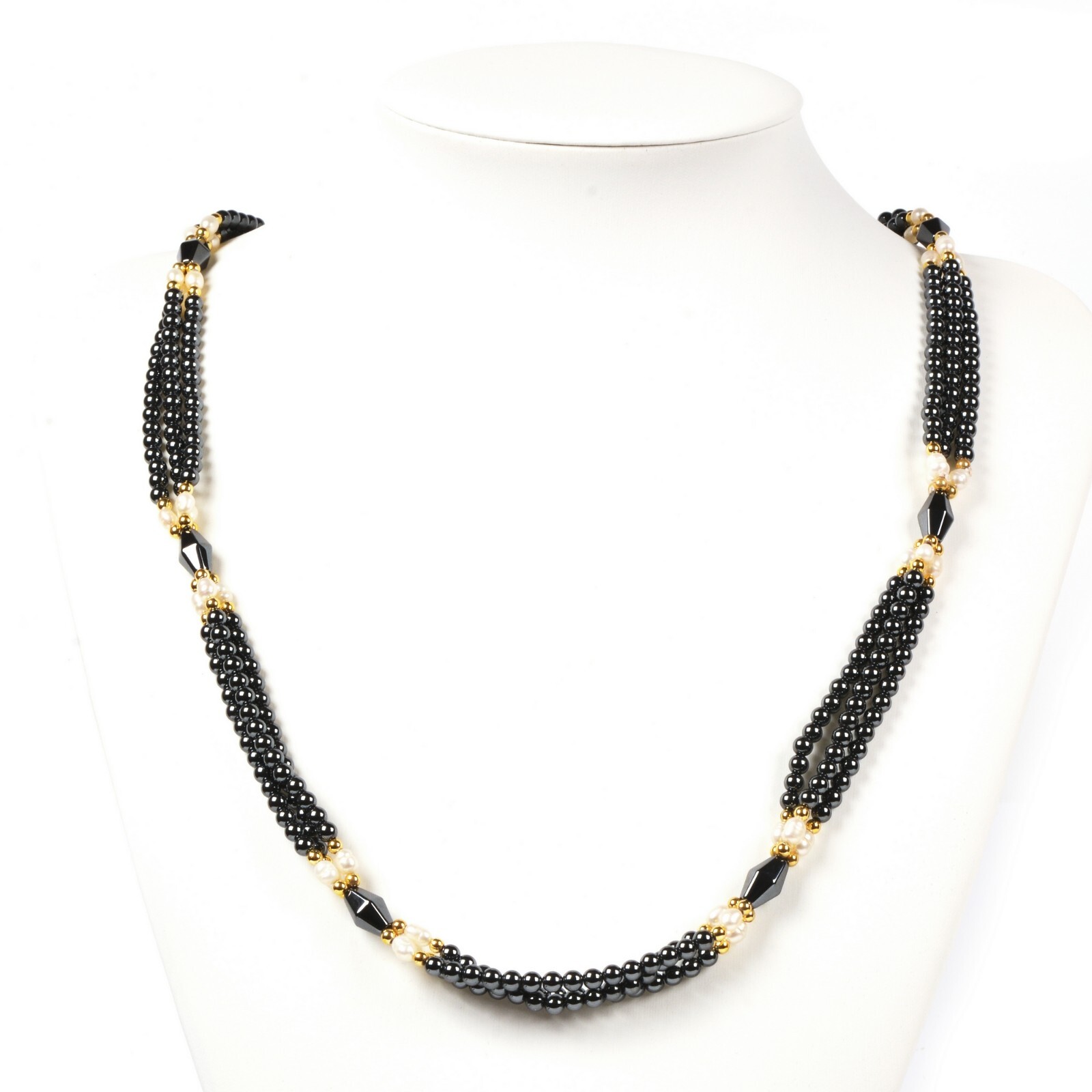 Freshwater Pearl Dyed Multi-color Shell Hematite Vintage Statement Necklace