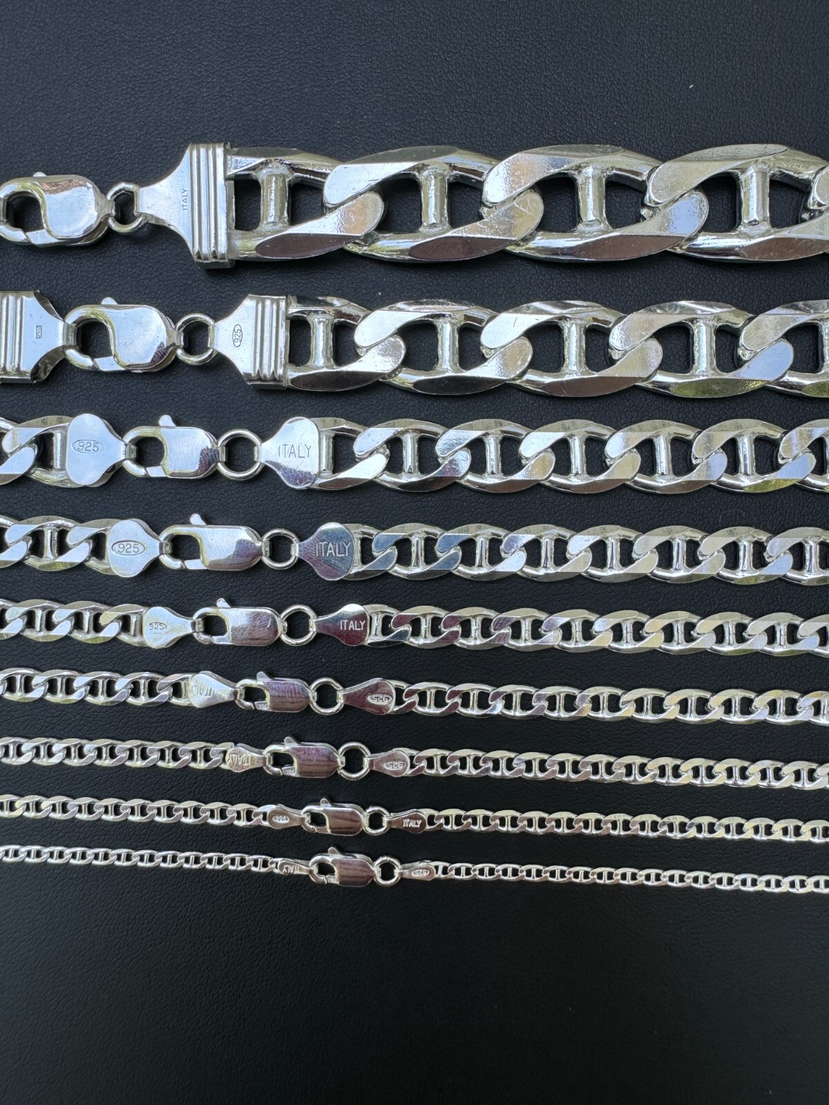 Real Solid 925 Sterling Silver Mariner Link Chain Or Bracelet ITALY 3-12mm Mens