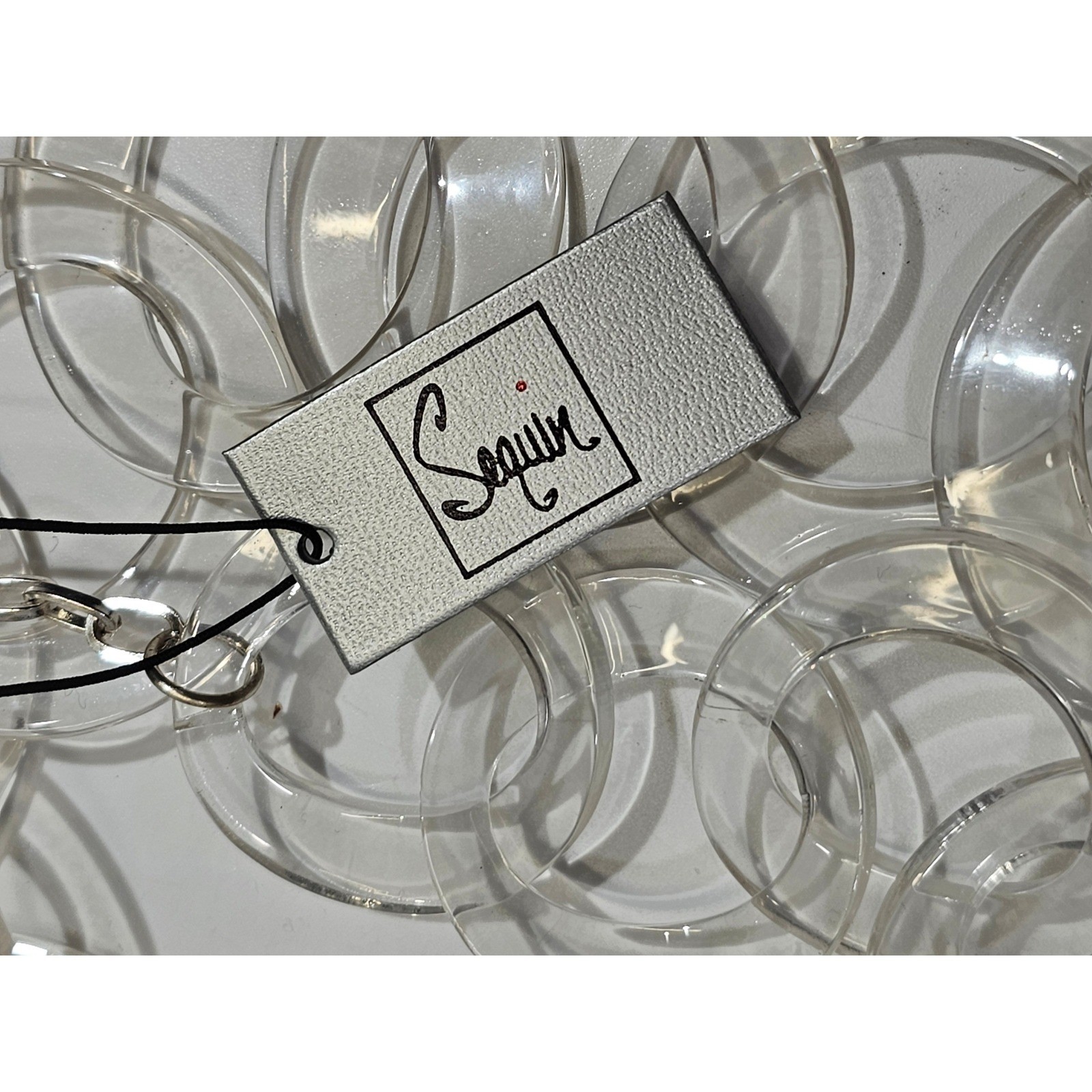 Sequin Lucite Acrylic Clear Link Statement Necklace Women 42″ 8600N Chunky Bib